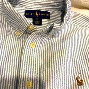Boy’s Ralph Lauren POLO stripe button down 14 Lg PERFECT condition Easter pics